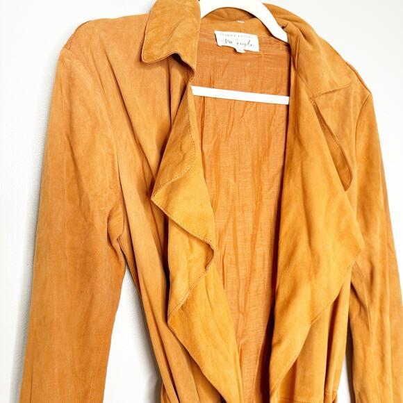 Free People Brenda Knight Womens Suede Trench Coat Belted Rusty Orange Small - Picture 4 of 7